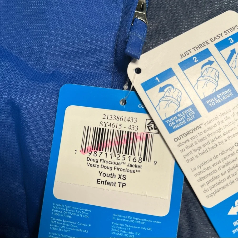 NWT Columbia Doug Firocious Blue Insulated Puffer Jacket size XS 6/7 Winter